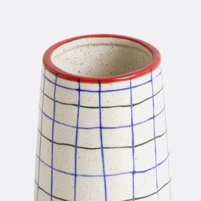 Vaas in keramiek met ruiten H15,2 cm, Neios