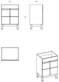 Comad Bali Grey 820 FSC onderkast 60cm eiken/antraciet