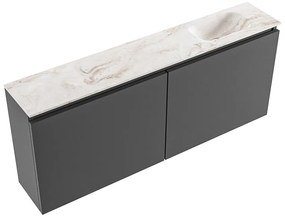 Mondiaz Ture DLux toiletmeubel 120cm dark grey met wastafel frappe rechts zonder kraangat