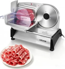VEVOR Universele Vleessnijmachine 200 W Elektrische Snijmachine met 19 cm Mes, Vleessnijmachine met instelbare dikte van 0–15 mm, voor Diepvriesvlees, Ham, Biefstuk