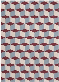 Handgeweven laagpolig wollen vloerkleed Mulberry Sky