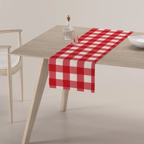 Dekoria Rechthoekige tafelloper, wit-rood ruit, 40 x 130 cm