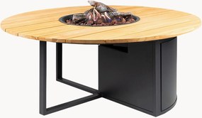 Ronde outdoor salontafel Cosiloft met vuurkorf & teakhouten tafelblad
