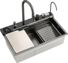 Multifunctionele 10-in-1 stalen spoelbak REA Alonzo Zwart