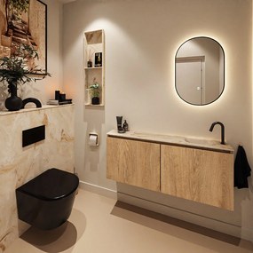 Mondiaz Ture DLux toiletmeubel 120cm washed oak met wastafel frappe rechts met kraangat