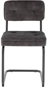 Goossens Basic Eetkamerstoel Freek zwart velvet stof leuning, urban industrieel