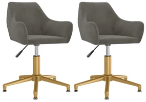 vidaXL Eetkamerstoelen draaibaar 2 st fluweel donkergrijs