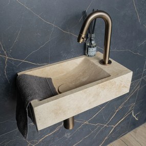 Saniclear White Travertin fontein met kraangat rechts 39x22x10cm