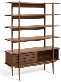 Kave Home Carolin Walnoot Stellingkast Vintage Retro Design - 130x41x169cm.