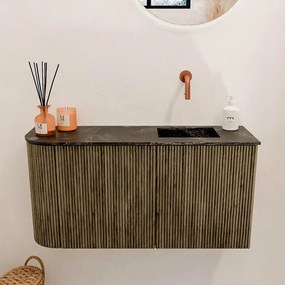 Mondiaz Joya DLux 80cm toiletmeubel ronding links dusk met wastafel faye rechts zonder kraangat lava