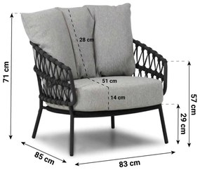 Loungestoel Aluminium/wicker Grijs-antraciet 4 Seasons Calpi