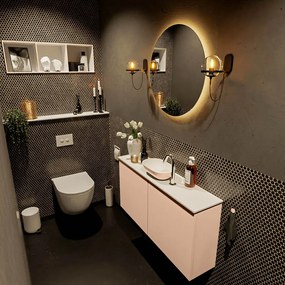 Mondiaz Fowy toiletmeubel 100cm rosee met oudroze waskom midden en kraangat