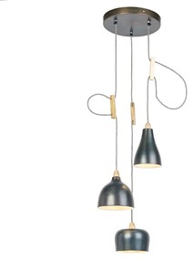 QAZQA Design hanglamp zink met 3 lichtpunten - Vidya Design E14 Binnenverlichting Lamp