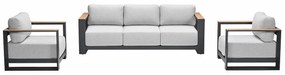 Garden Impressions Malakka loungeset 3 - delig carbon black/valley sand/light teaklook
