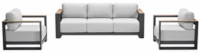 Garden Impressions Malakka loungeset 3 - delig carbon black/valley sand/light teaklook