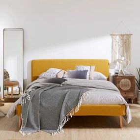 Kave Home Dyla Bedframe Met Wasbare Hoes Mosterd 160 Cm