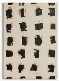 Decoratief Canvas 100x140 Cm Handgeschilderd Pivara Wit – Zwart - Sklum