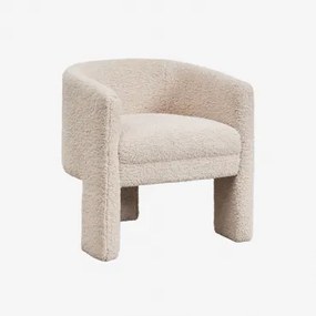 Set Van 4 Gestoffeerde Eetkamerstoelen Met Armleuningen Irati Chenille Crème Beige - Sklum