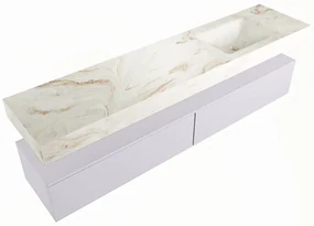 Mondiaz Alan DLux badmeubel 200cm cale 2 lades met wastafel frappe rechts 1 kraangat