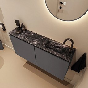 Mondiaz Ture DLux toiletmeubel 100cm dark grey met wastafel lava rechts met kraangat