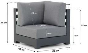 Hoek loungeset 5 personen Aluminium Grijs  Santika Furniture Santika Phantom