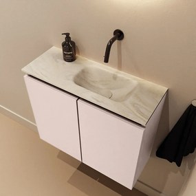 Mondiaz Ture DLux toiletmeubel 60cm rosee met wastafel ostra rechts zonder kraangat