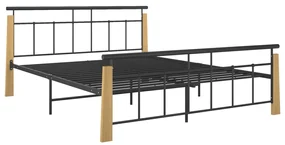vidaXL Bedframe metaal en massief eikenhout 160x200 cm