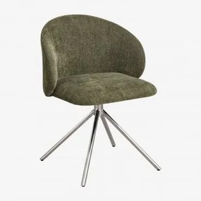 Pack Van 4 Draaibare Eetkamerstoelen Met Bekleding Gryon Chenille Saliegroen - Sklum