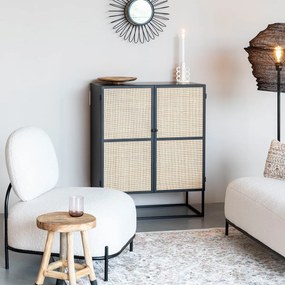 Rotan Kastje Zwart Japandi Stijl - 80x38x100cm.