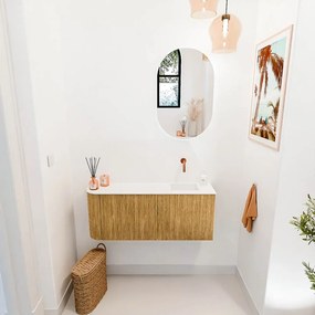 Mondiaz Joya 100cm toiletmeubel ronding links oak met wastafel faye rechts zonder kraangat talc