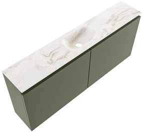 Mondiaz Ture DLux toiletmeubel 120cm army met wastafel frappe midden zonder kraangat