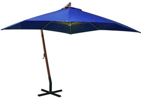 vidaXL Zweefparasol met paal 3x3 m massief vurenhout azuurblauw