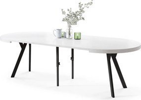 EXPANSO Wit mat/zwarte poten - GROTE RONDE TAFEL Ø110 UITBREIDBAAR TOT 310 cm met Y-POTEN LOFT/INDUSTRIAL
