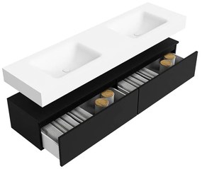 Zaro Alan badmeubel 170cm urban 2 lades met vrijhangende wastafel cloud dubbel 2 kraangaten talc