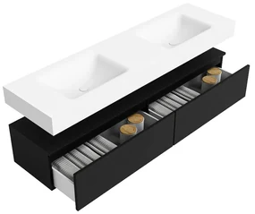Zaro Alan badmeubel 170cm urban 2 lades met vrijhangende wastafel cloud dubbel 2 kraangaten talc