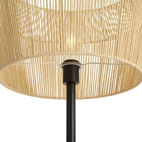 Vloerlamp zwart met beige papieren kap 50/50/30 - Simplo