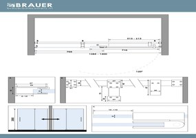 Brauer Stellar nisdeur met vaste wand 140cm koper geborsteld PVD