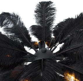 Art Deco vloerlamp zwart met zwarte veren - Peahen