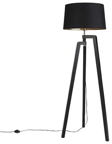 Smart vloerlamp met kap zwart met goud 50 cm incl. Wifi A60 - Puros
