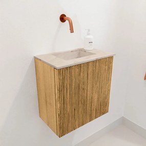 Mondiaz Joya DLux 40cm toiletmeubel oak met wastafel faye midden zonder kraangat frappe