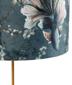 Tafellamp brons met velours kap vis 35cm - Parte Klassiek / Antiek, Modern E27 rond Binnenverlichting Lamp