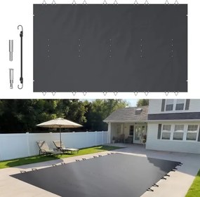 VEVOR Zwembadafdekking met Charcoal Afmeting 4 x 7 m Afdekking voor Buitenzwembad Zwembadafmetingen 3,7x6,7 m Zwembad Afdekzeil, Rechthoekige Afdekking van Ingegraven Zwembad voor Home, Garden, Hotel