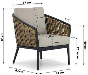 Stoel en Bank Loungeset 4 personen Aluminium/wicker Grijs  Lifestyle Garden Furniture Nice
