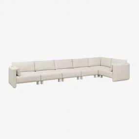 6-delige Modulaire Hoekbank Rechts In Artemisa Bouclé Stof Crèmebeige Boucléstof - Sklum