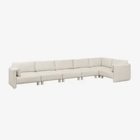 6-delige Modulaire Hoekbank Rechts In Artemisa Bouclé Stof Crèmebeige Boucléstof - Sklum