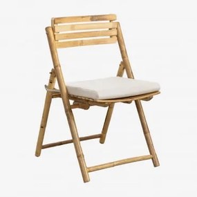 Set Van 2 Opvouwbare Bamboe Tuinstoelen Nelida Bamboe & Gardenia Wit - Sklum