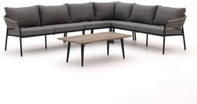 Hoek loungeset Bellagio  | 6 personen | Loungeset Grijs/Old Teak Greywash | Hoekbank Aluminium | 291x223cm | Kees Smit Tuinmeubelen