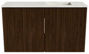 Mondiaz Joya DLux 70cm toiletmeubel walnut met wastafel faye rechts 1 kraangat ostra