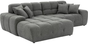 Goossens Excellent Bank Kubus - 40 X 40 Cm Stiksel grijs, stof, 1,5-zits, modern design met chaise longue links