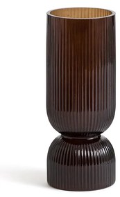 Vaas in geribbeld glas H26 cm, Valira